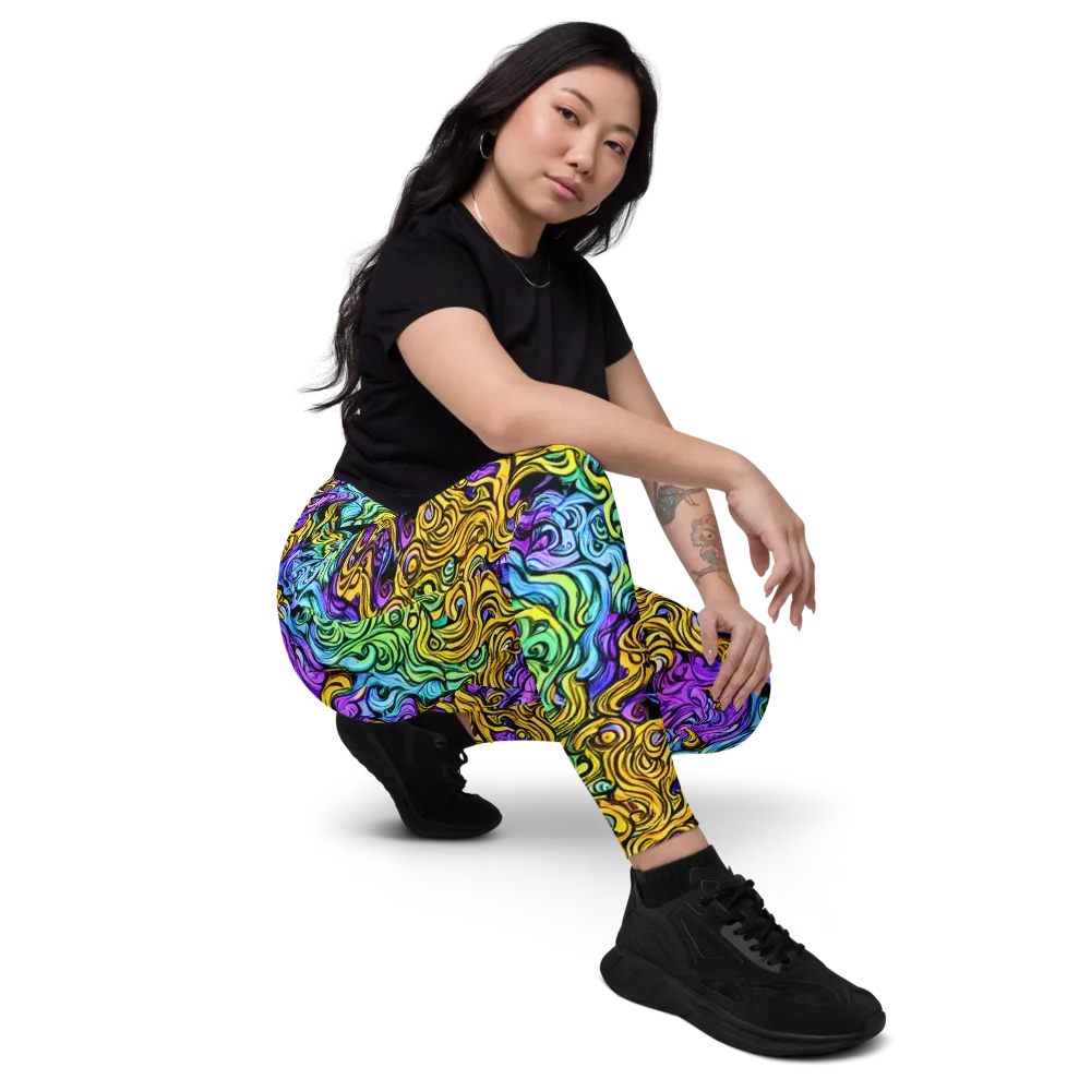 Electric Whorl on Leggings with Pockets — Right Front