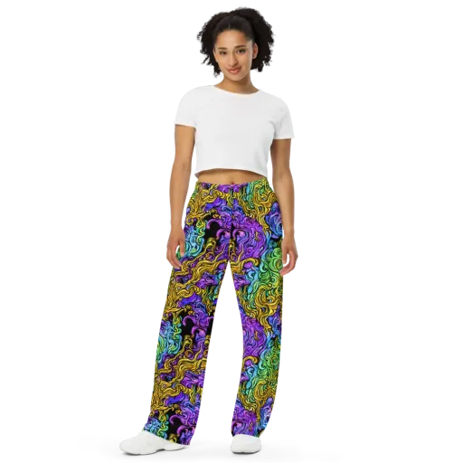Electric Whorl on a Wide-Leg Pants