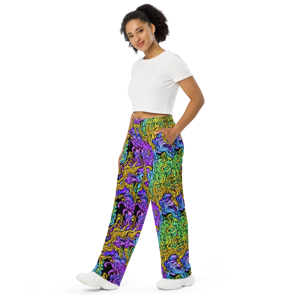 Electric Whorl on Wide-Leg Pants — Left Front