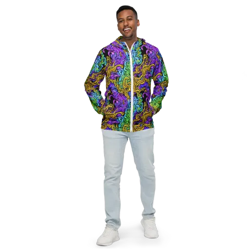 Electric Whorl on a Men's Windbreaker