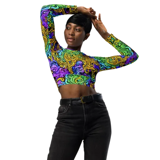 Electric Whorl on a Long Sleeve Crop Top