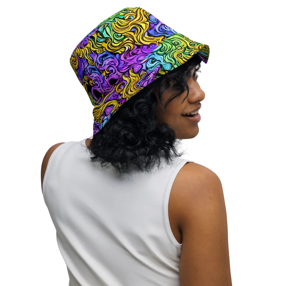 Electric Whorl on Reversible Bucket Hat — Right Outside