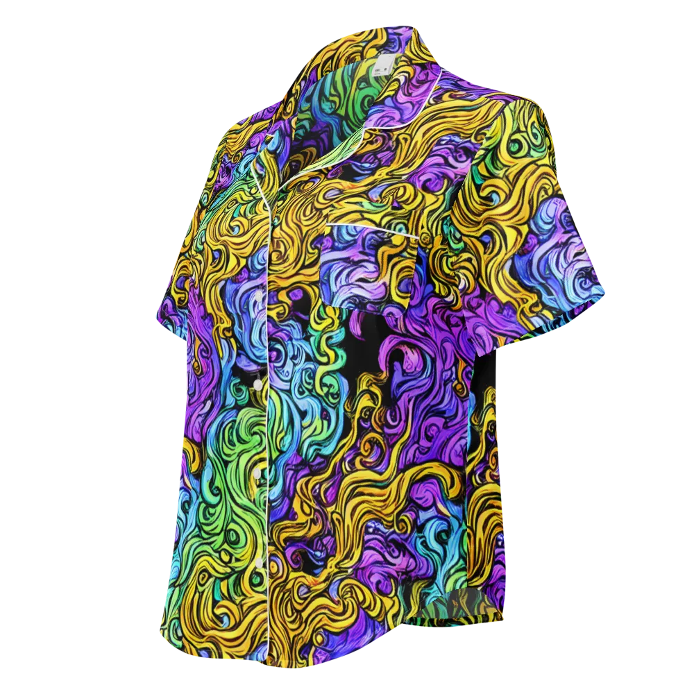 Electric Whorl on Women's Short Sleeve Pajama Top — Left Front