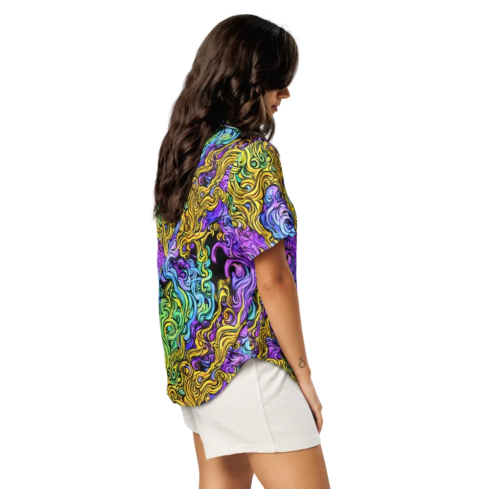 Electric Whorl on Women's Short Sleeve Pajama Top — Right Back