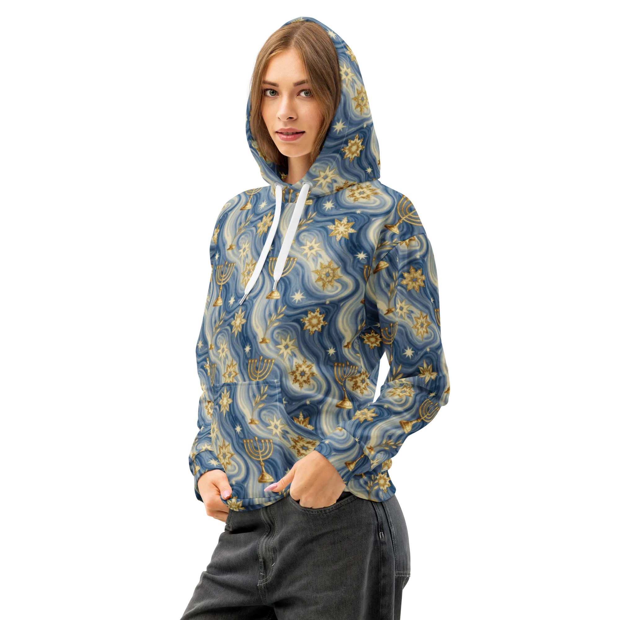 Sapphire Sabbath on Cotton Hoodie — Left Front