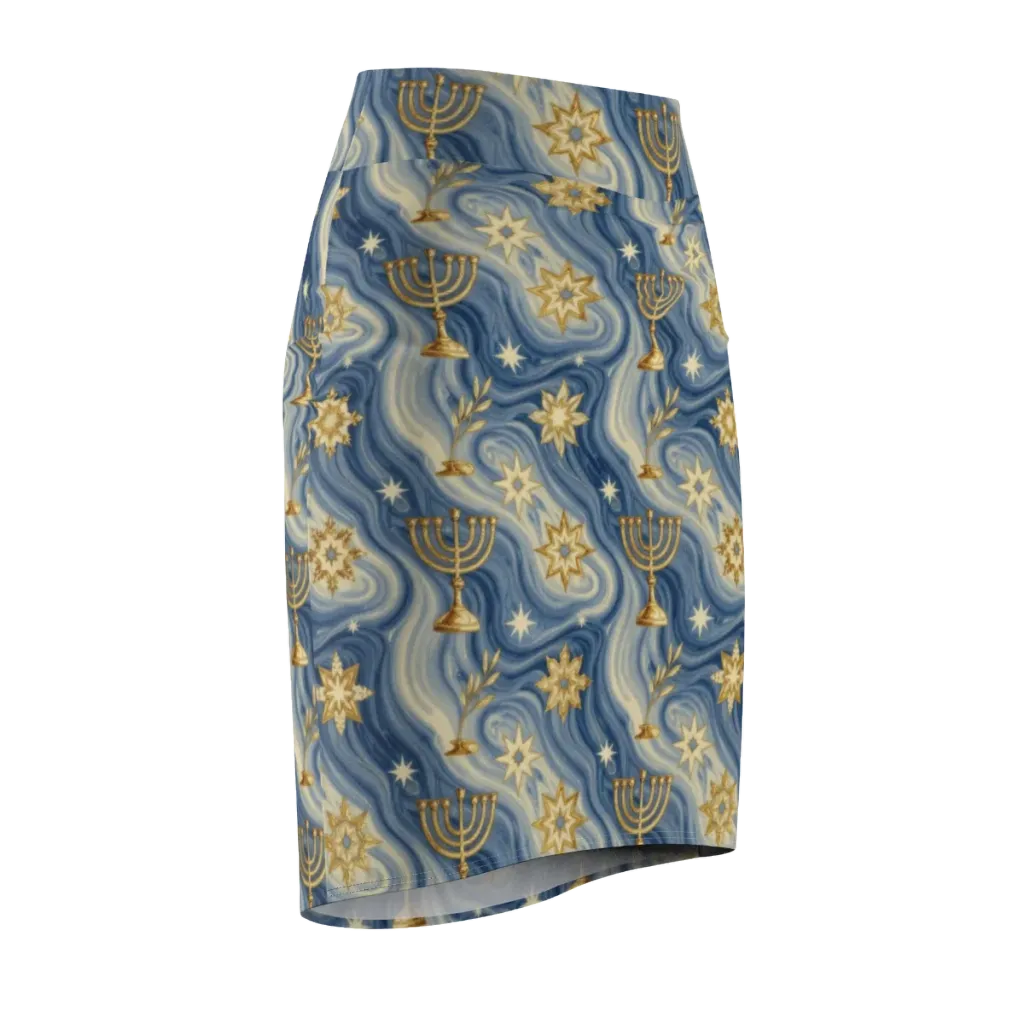 Sapphire Sabbath on Pencil Skirt — Front Side