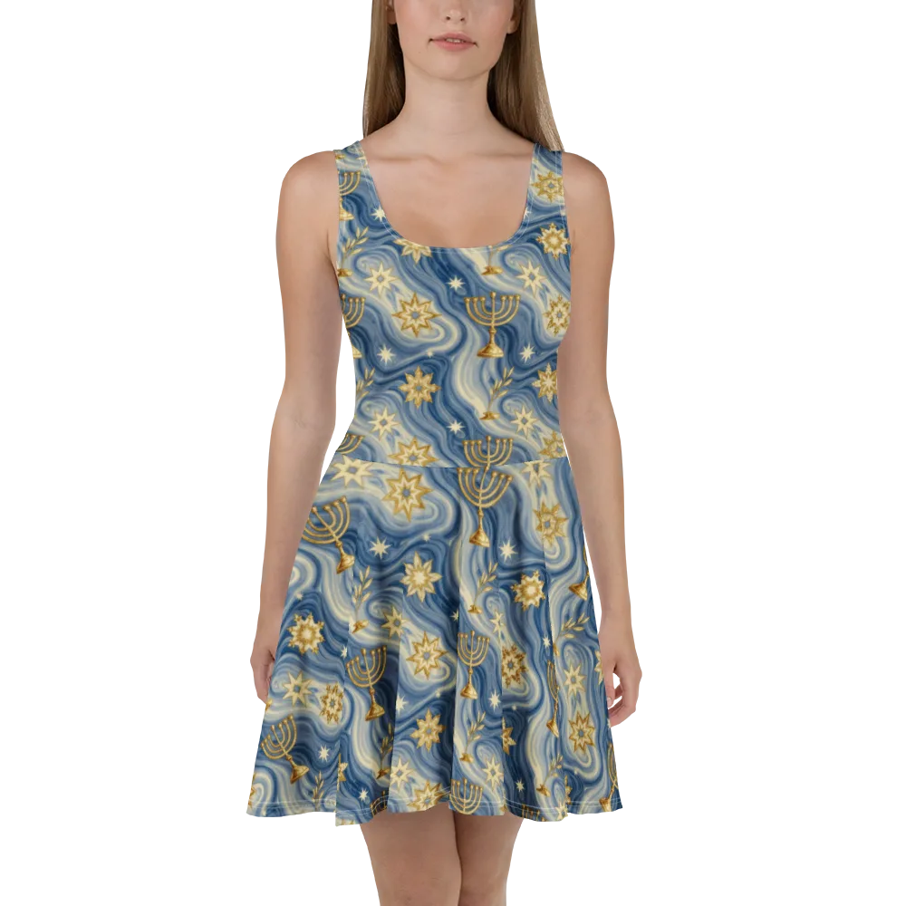 Sapphire Sabbath on Skater Dress — Front