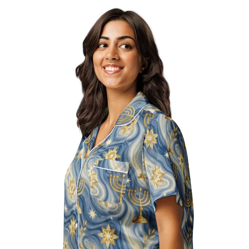 Sapphire Sabbath on Women's Short Sleeve Pajama Top — Left Front