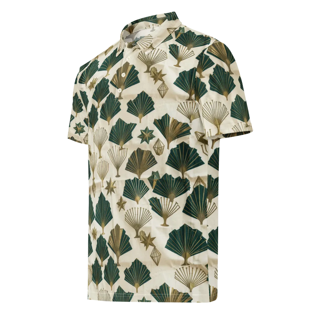 Deco Palmistry on Men's Slim Fit Polo Shirt — Left Front