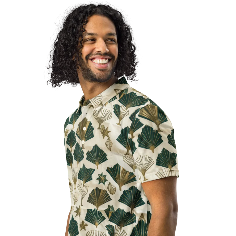 Deco Palmistry on Men's Slim Fit Polo Shirt — Left Front