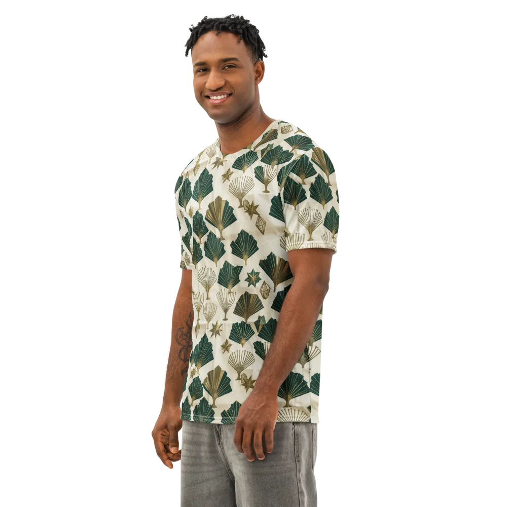 Deco Palmistry on Men's Cotton Crew Neck T-Shirt — Left Front