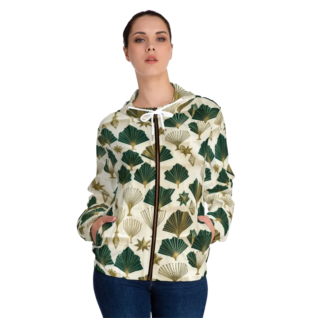 Deco Palmistry on Women's Full-Zip Hoodie — Front On Person