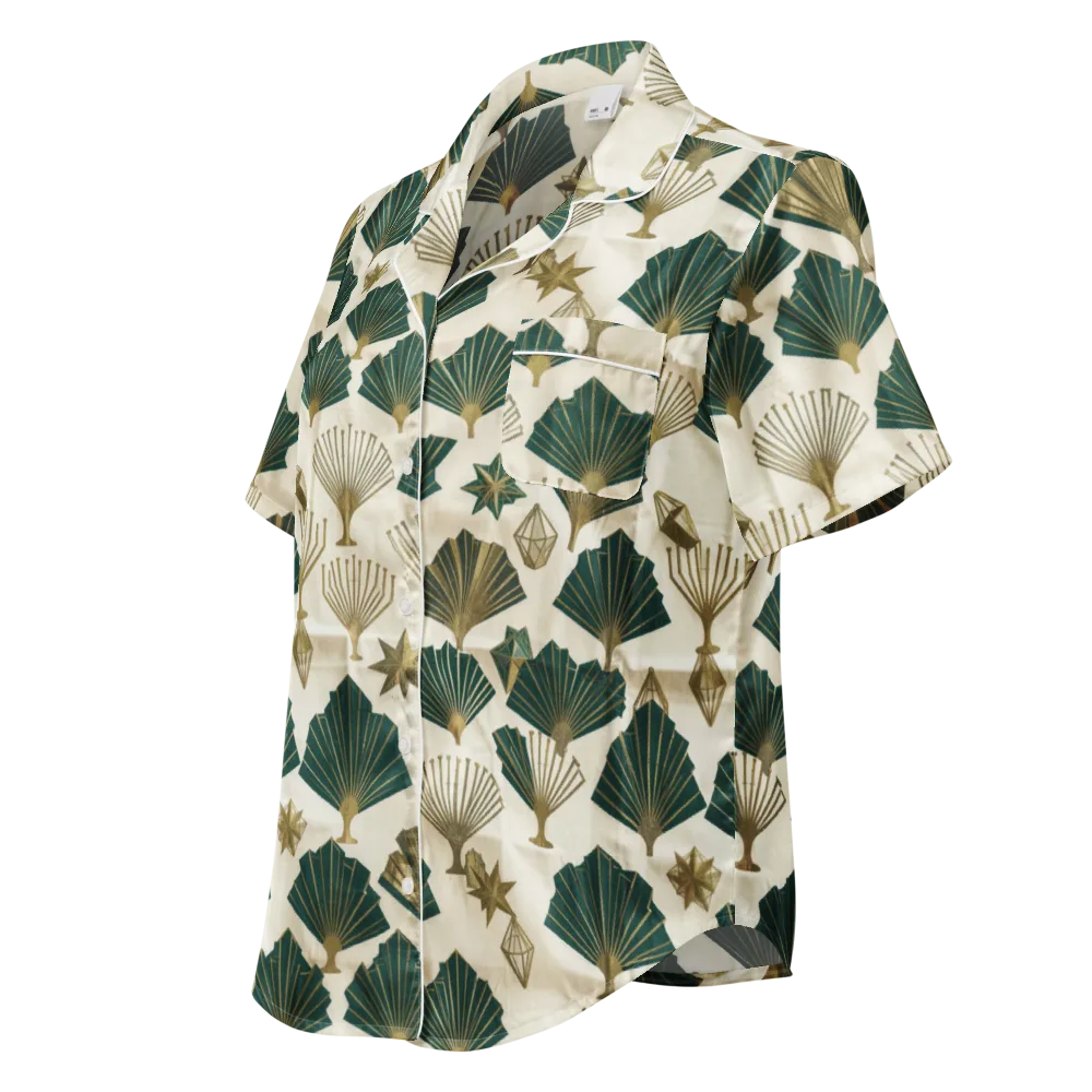 Deco Palmistry on Women's Short Sleeve Pajama Top — Left Front
