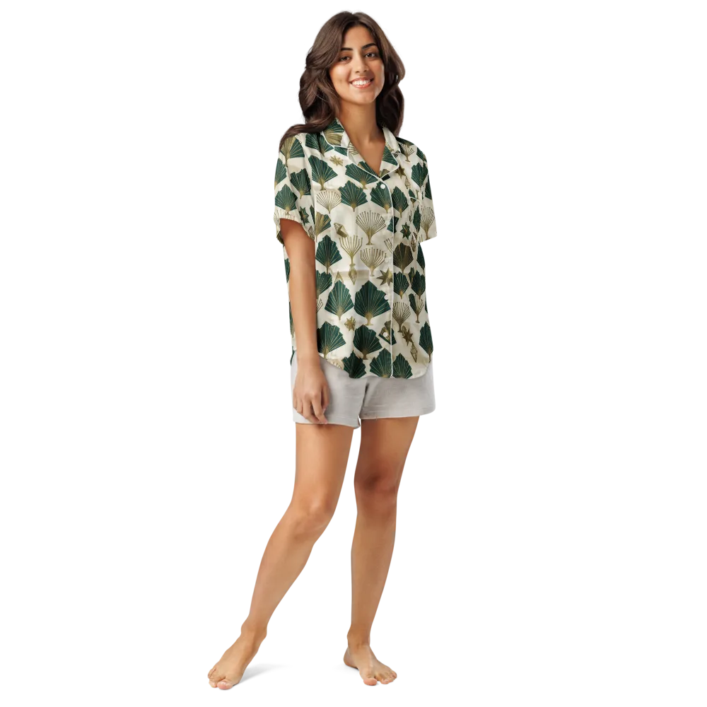Deco Palmistry on Women's Short Sleeve Pajama Top — Front