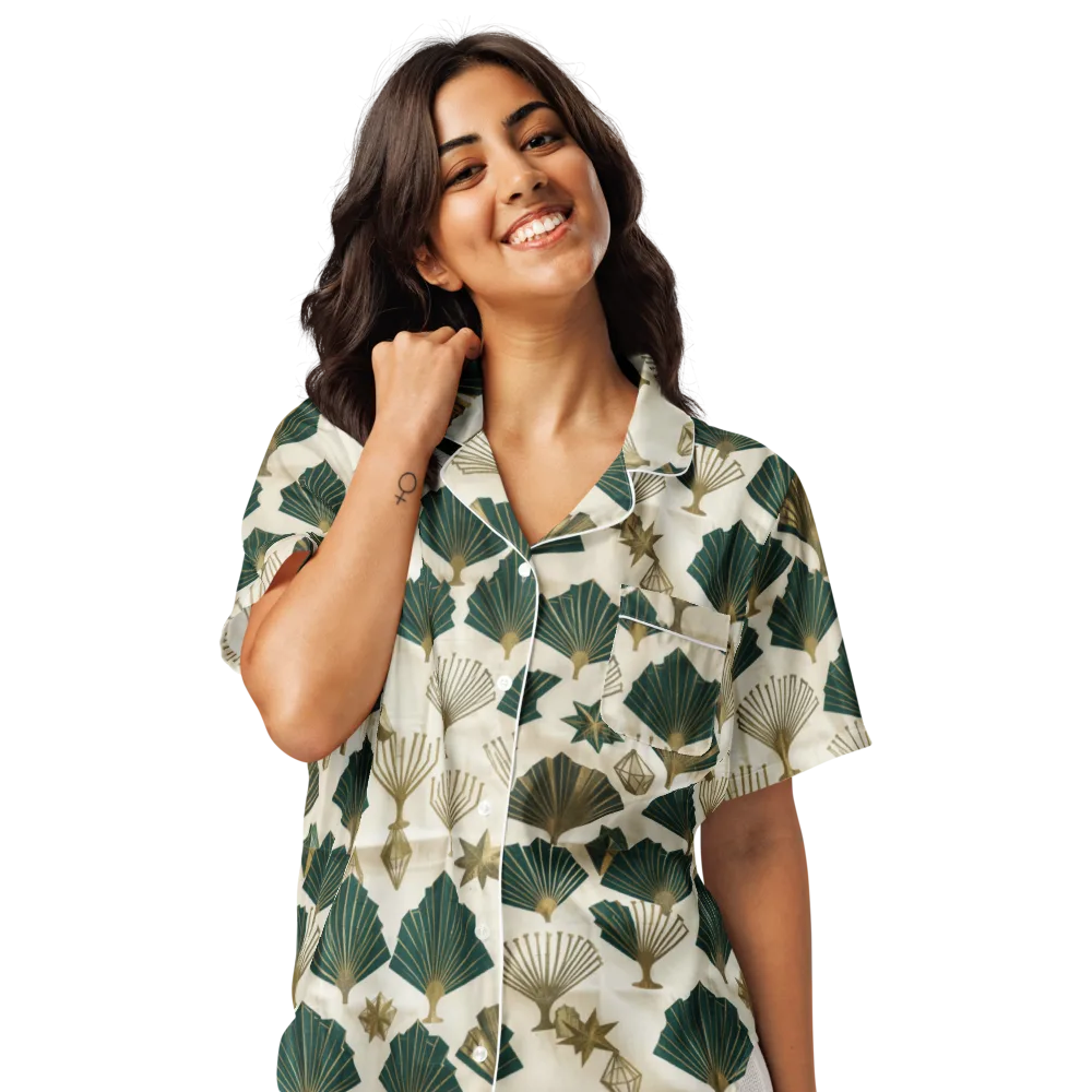 Deco Palmistry on Women's Short Sleeve Pajama Top — Front