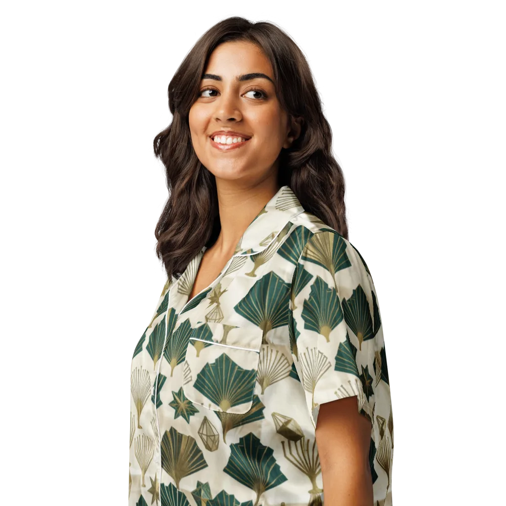 Deco Palmistry on Women's Short Sleeve Pajama Top — Left Front