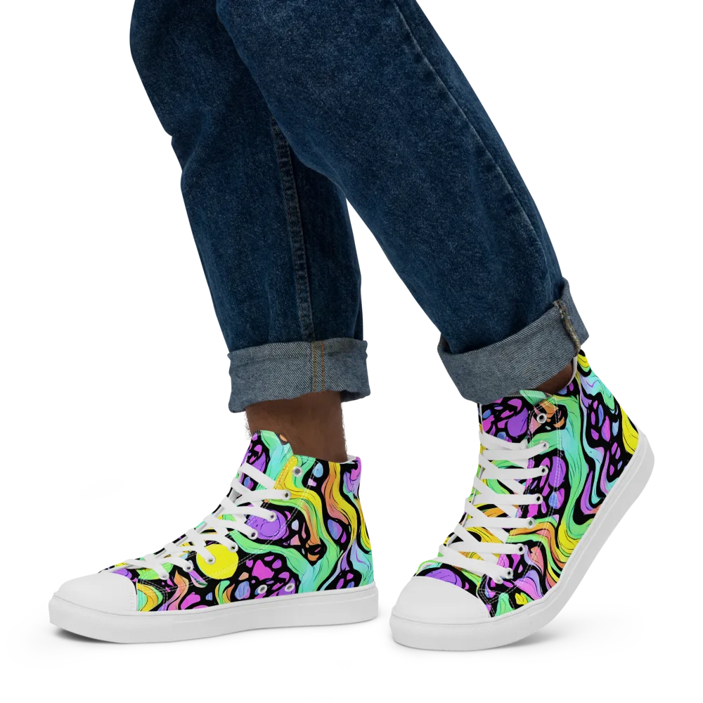 Sillman Swirl on Men's High Top Canvas Shoes — Left