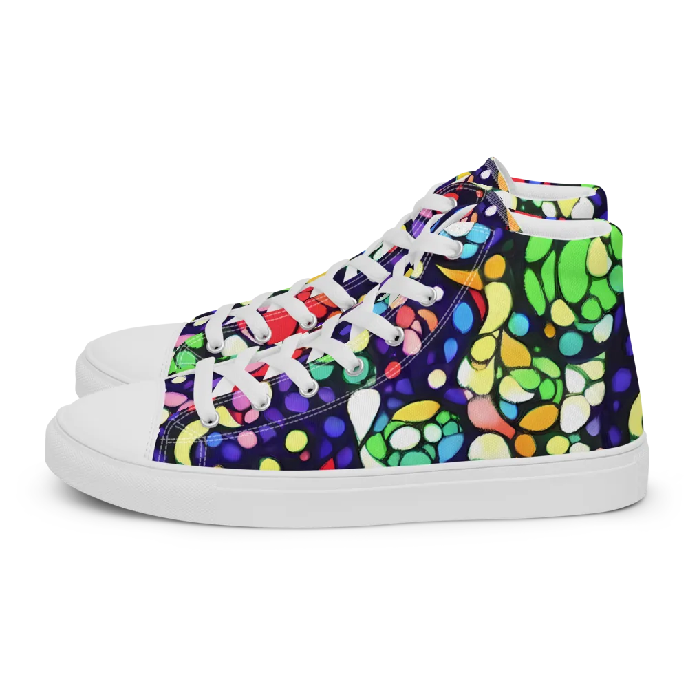 Bubble Fantasia on Men's High Top Canvas Shoes — Left