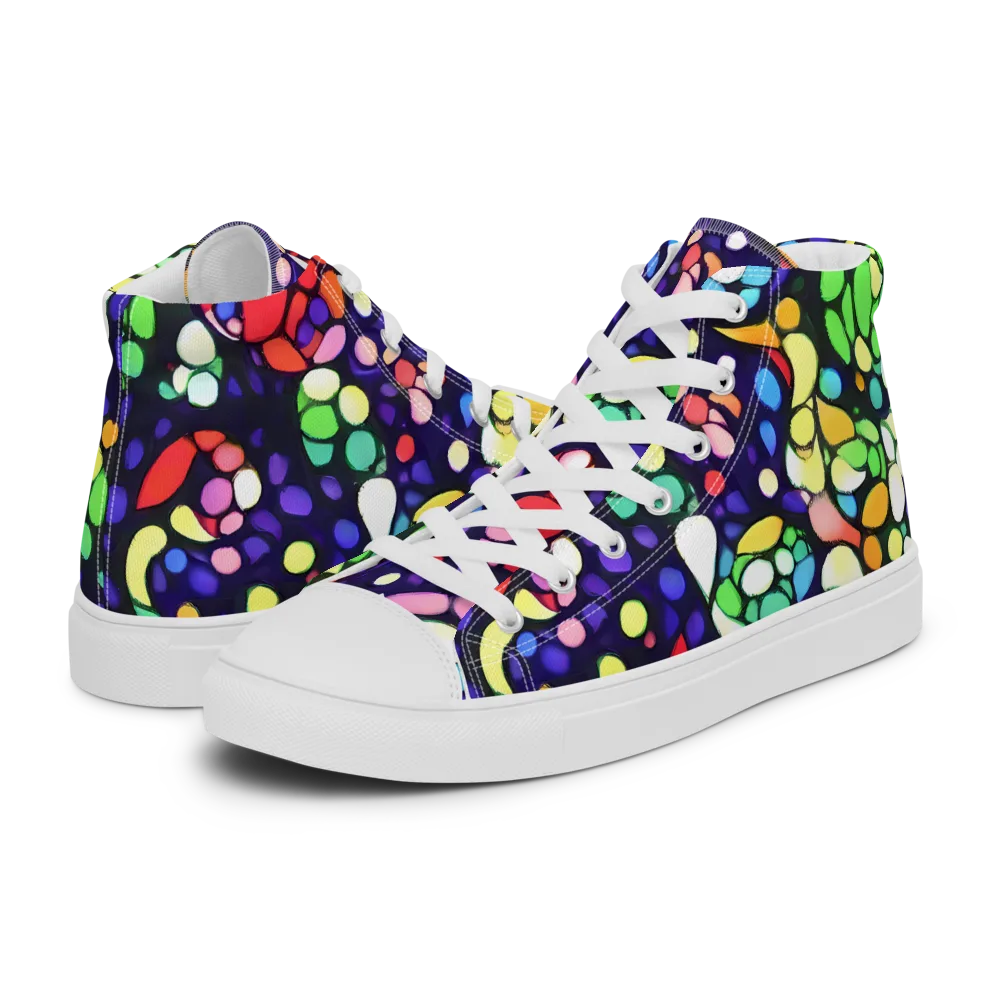 Bubble Fantasia on Men's High Top Canvas Shoes — Left