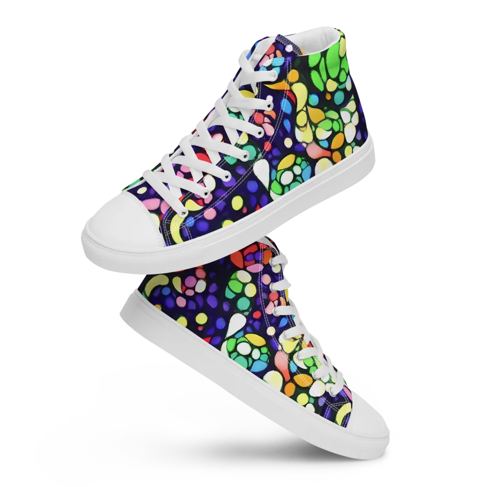 Bubble Fantasia on Men's High Top Canvas Shoes — Front