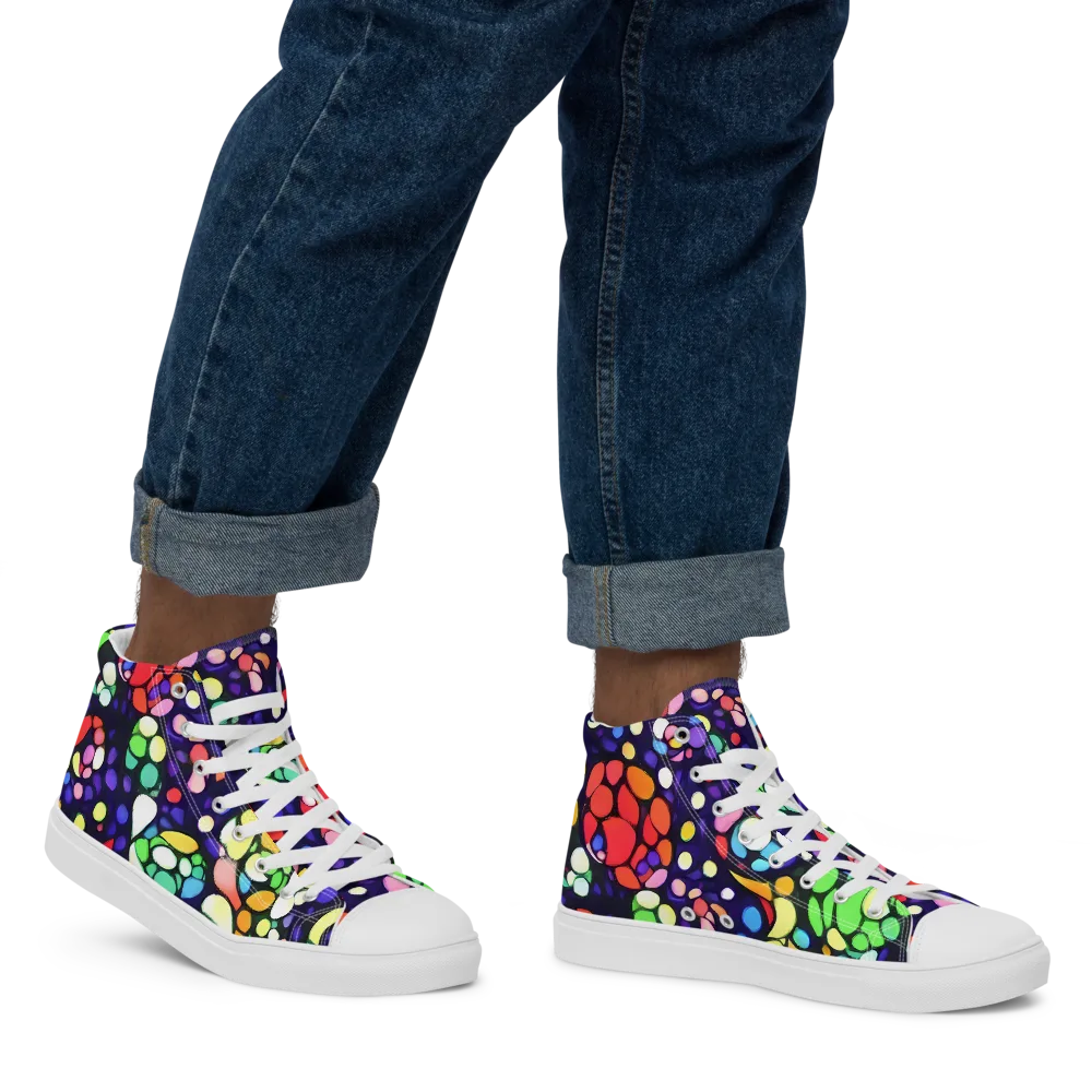 Bubble Fantasia on Men's High Top Canvas Shoes — Right
