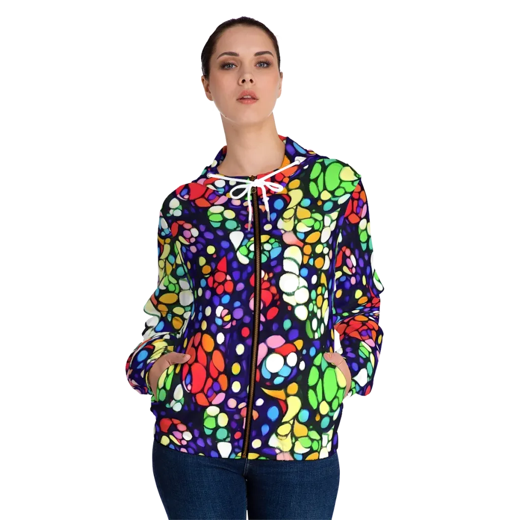 Bubble Fantasia on Women's Full-Zip Hoodie — Front On Person