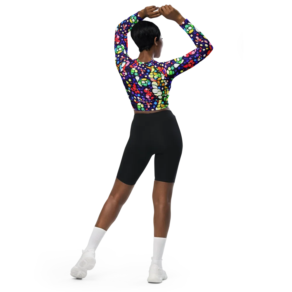 Bubble Fantasia on Long Sleeve Crop Top — Back