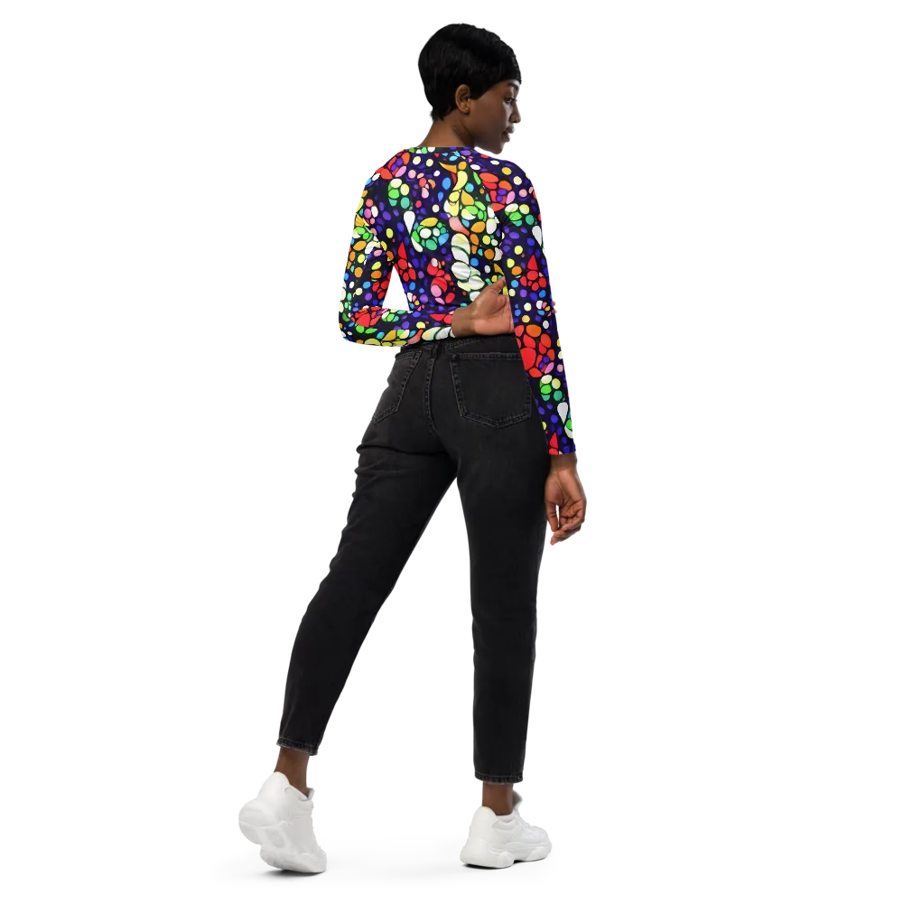 Bubble Fantasia on Long Sleeve Crop Top — Right Back