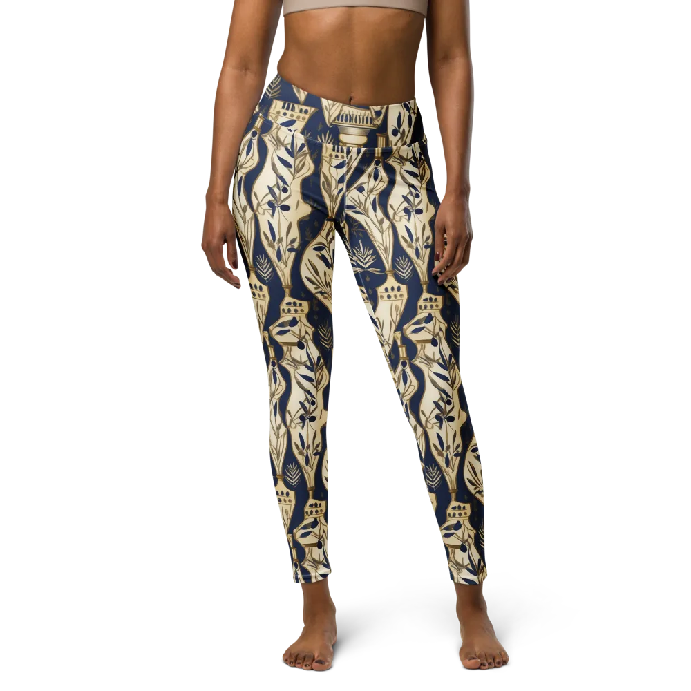 Navy Apothecary on Yoga Leggings — Front