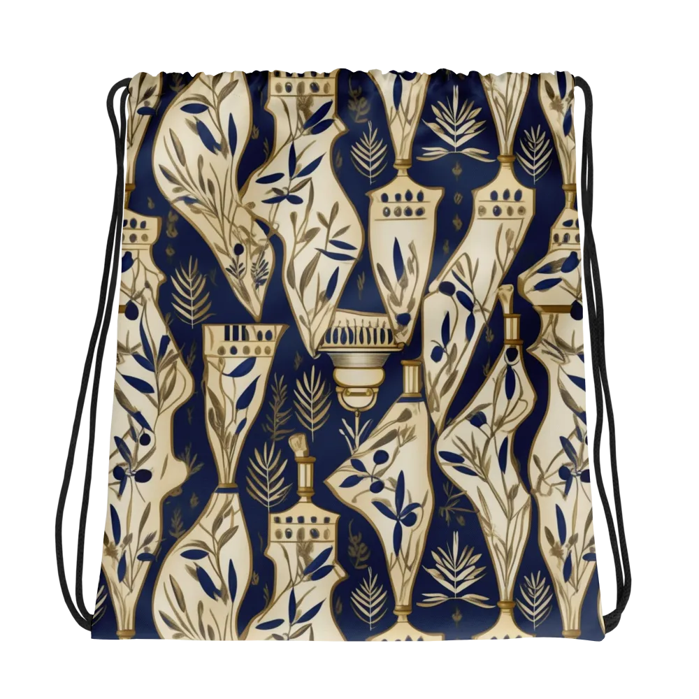 Navy Apothecary on Drawstring Bag — Photo