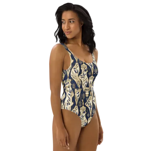 Navy Apothecary on a One-Piece Swimsuit