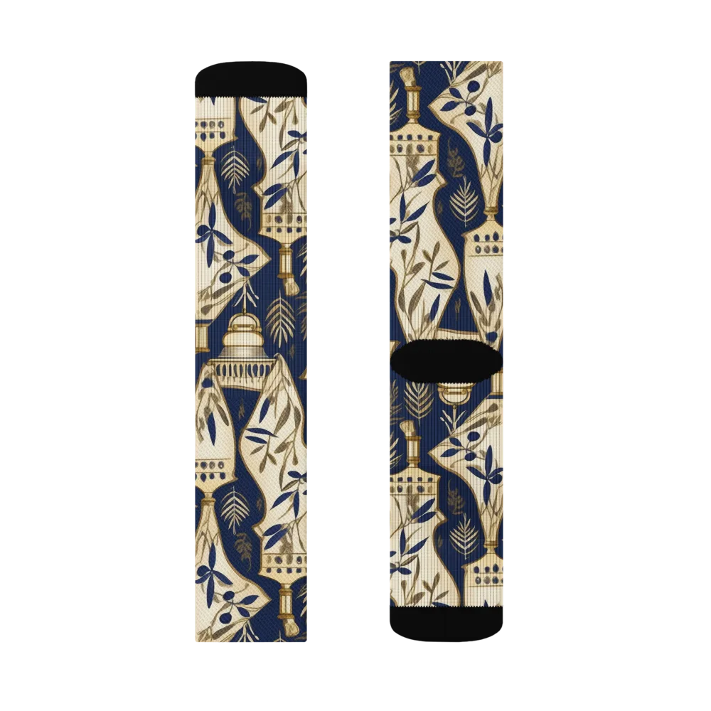 Navy Apothecary on Socks — Left Sock