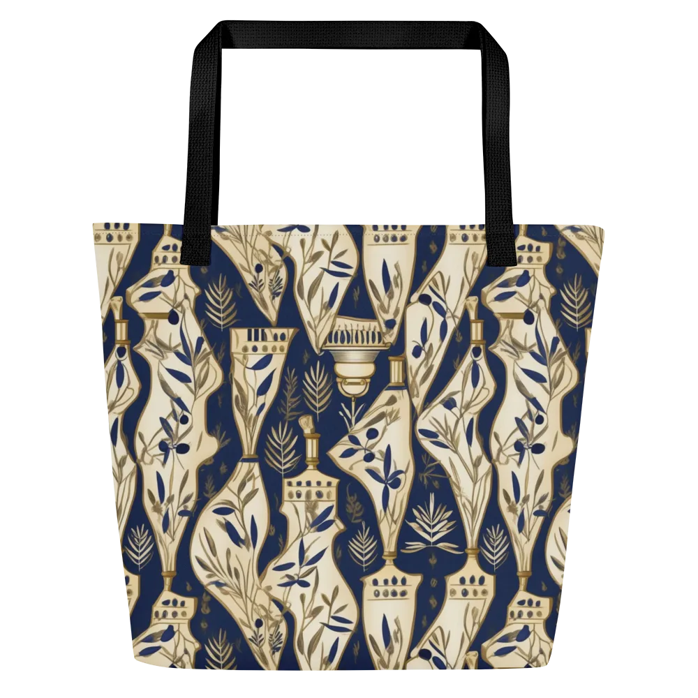 Navy Apothecary on Large Tote Bag W/ Pocket — Front