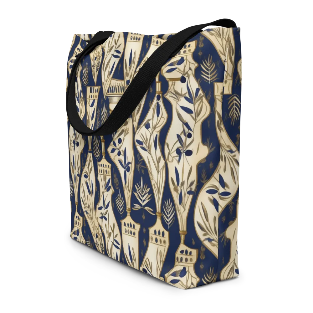 Navy Apothecary on Large Tote Bag W/ Pocket — Front