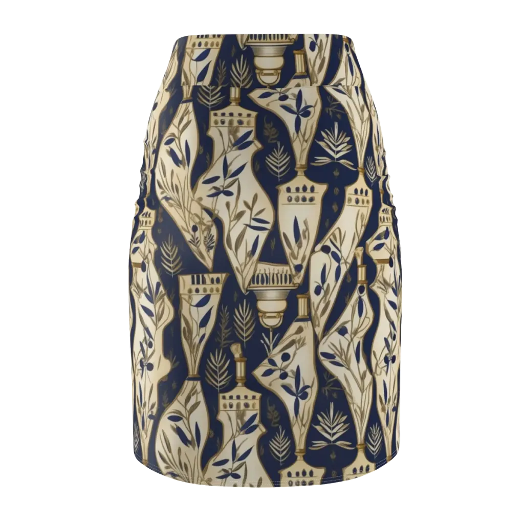 Navy Apothecary on Pencil Skirt — Back