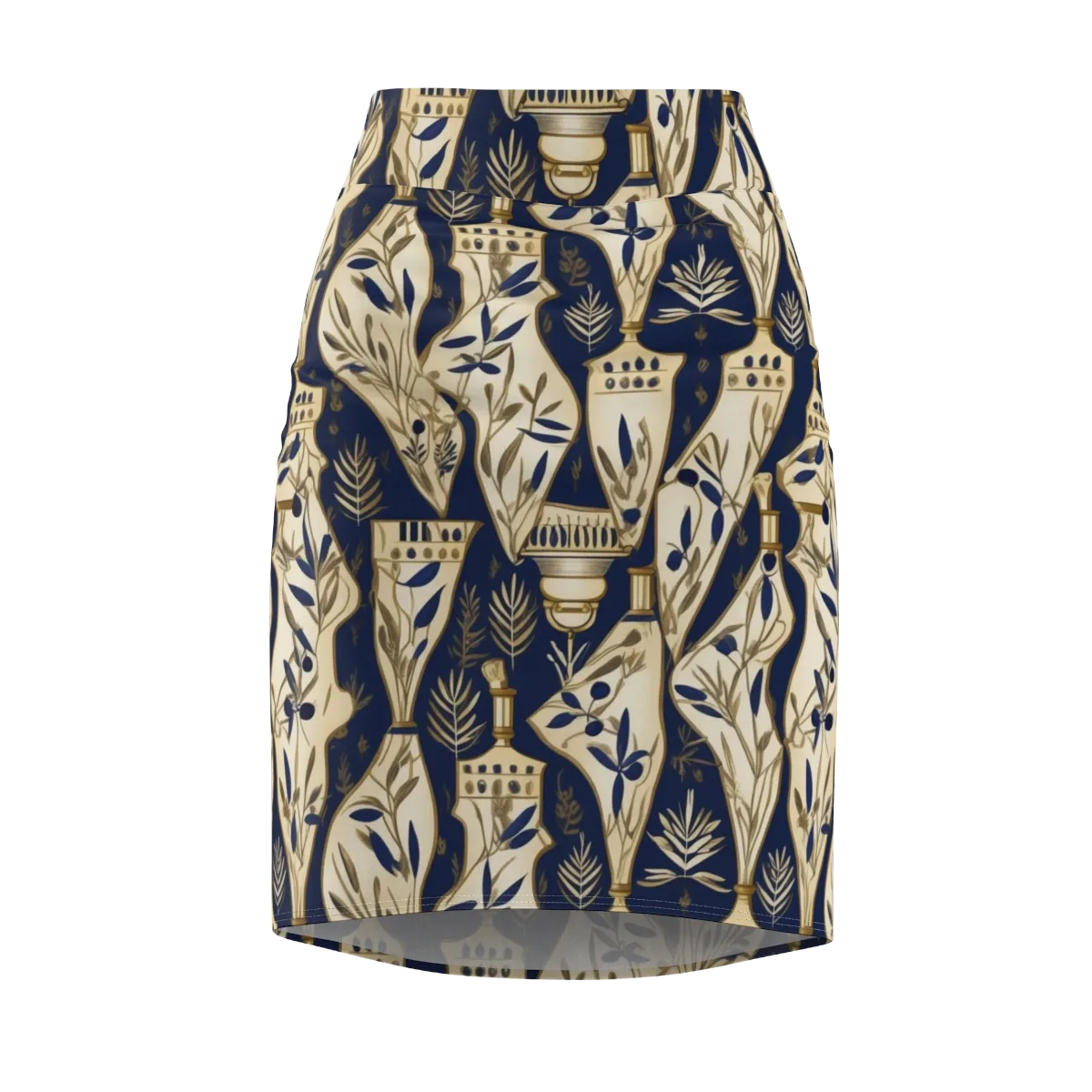 Navy Apothecary on Pencil Skirt — Front