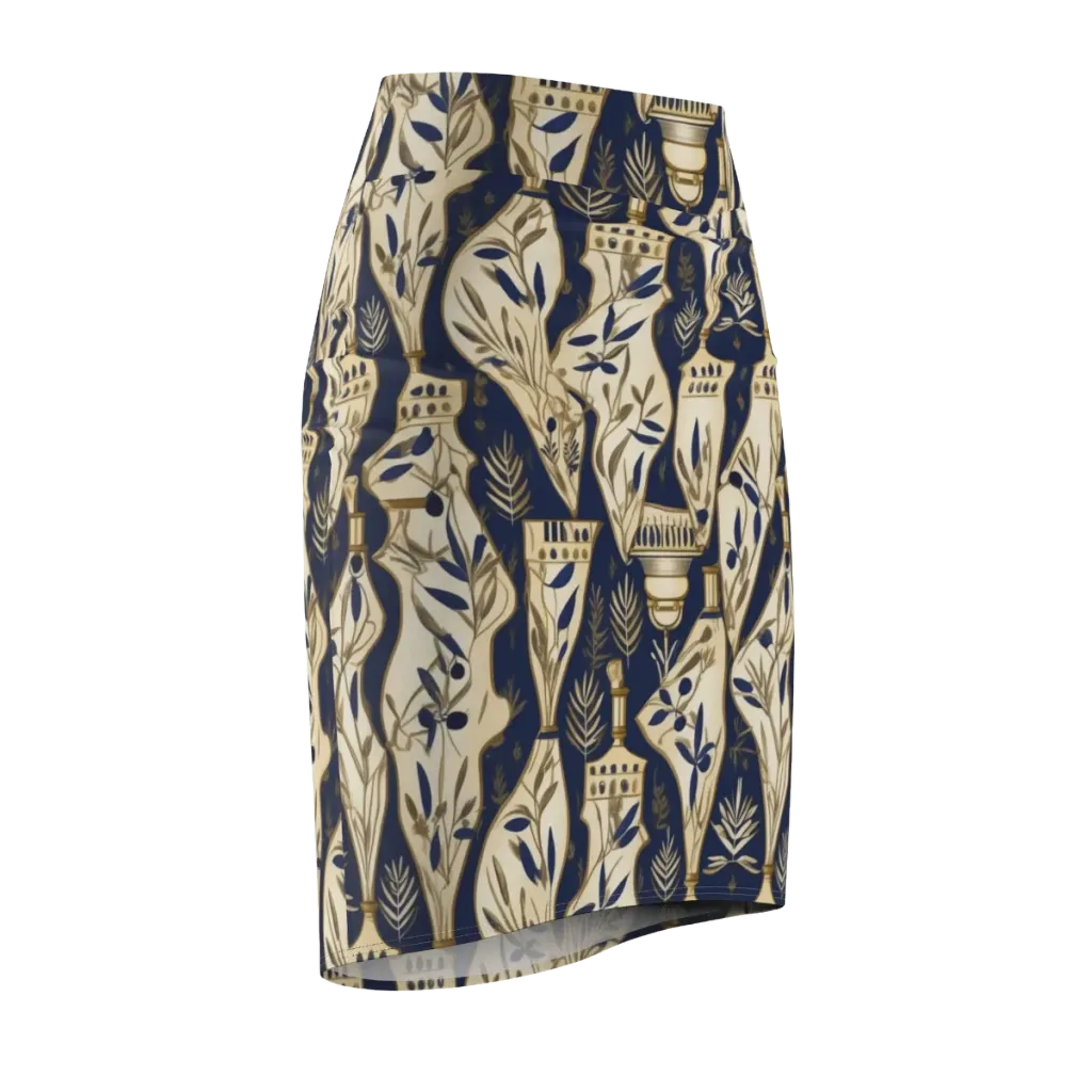 Navy Apothecary on Pencil Skirt — Front Side