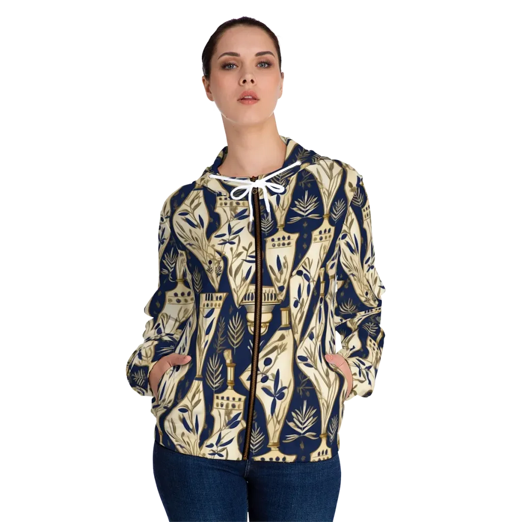 Navy Apothecary on Women's Full-Zip Hoodie — Front On Person