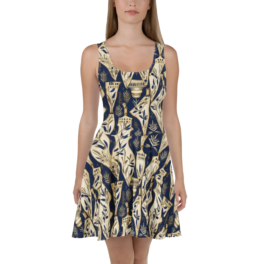 Navy Apothecary on Skater Dress — Front