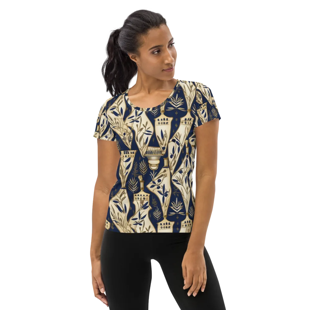 Navy Apothecary on Women's Athletic T-Shirt — Front