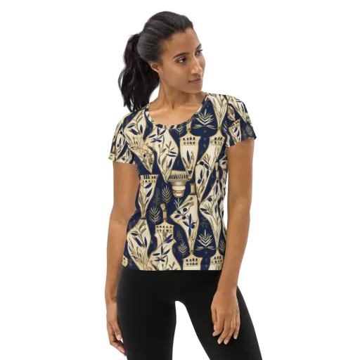 Navy Apothecary on a Women's Athletic T-Shirt
