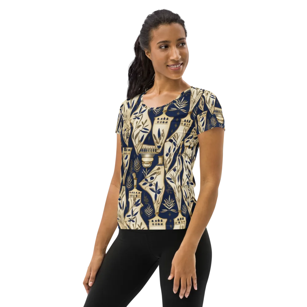 Navy Apothecary on Women's Athletic T-Shirt — Left