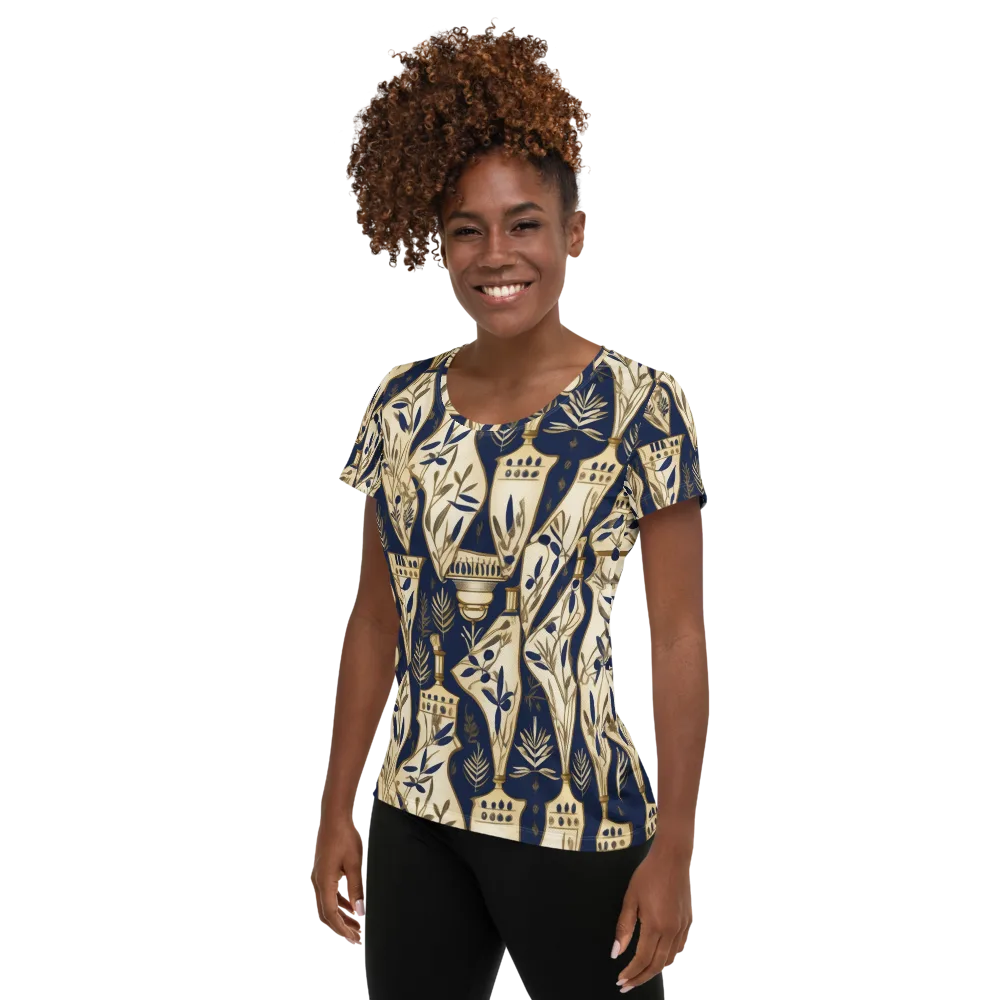 Navy Apothecary on Women's Athletic T-Shirt — Left