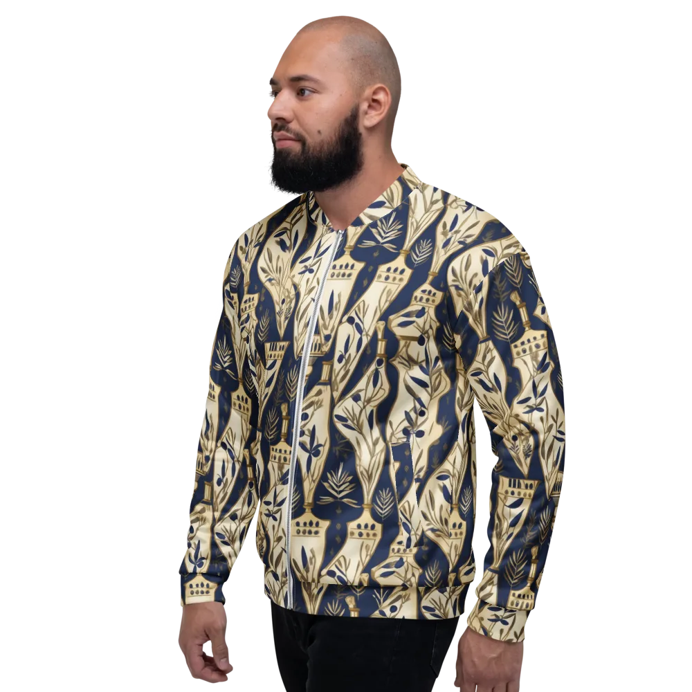 Navy Apothecary on Bomber Jacket — Left