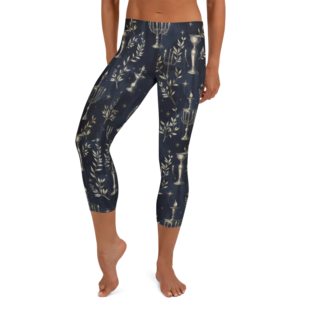 Midnight Candelabra on Capri Leggings — Front