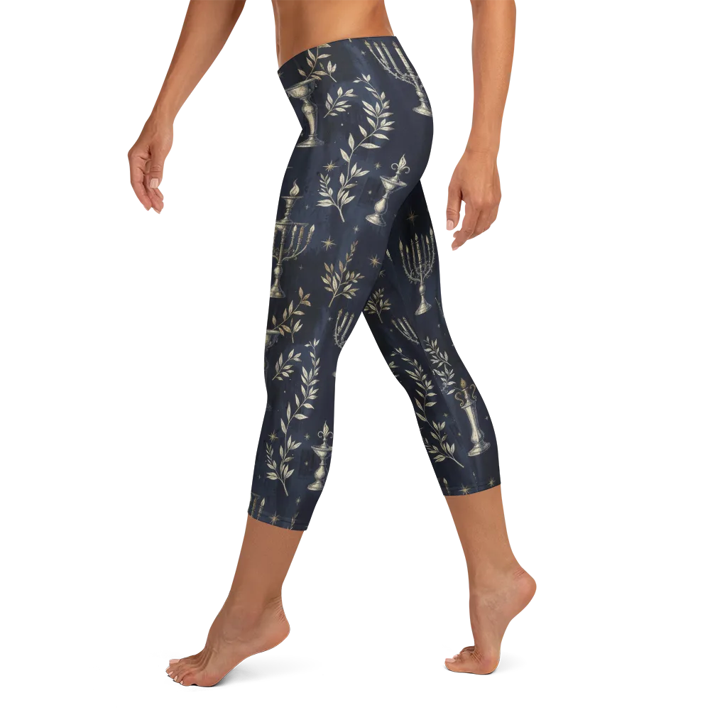 Midnight Candelabra on Capri Leggings — Left