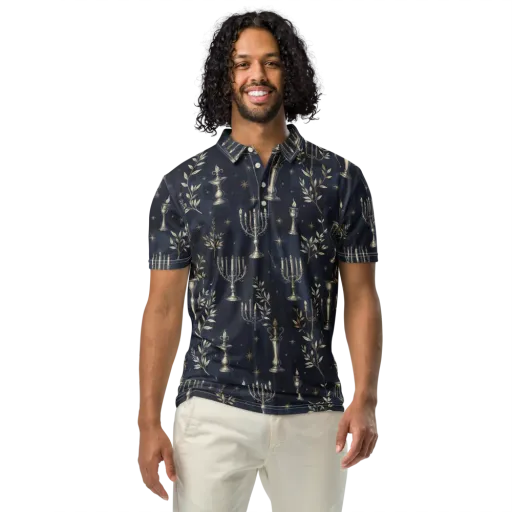 Midnight Candelabra on a Men's Slim Fit Polo Shirt