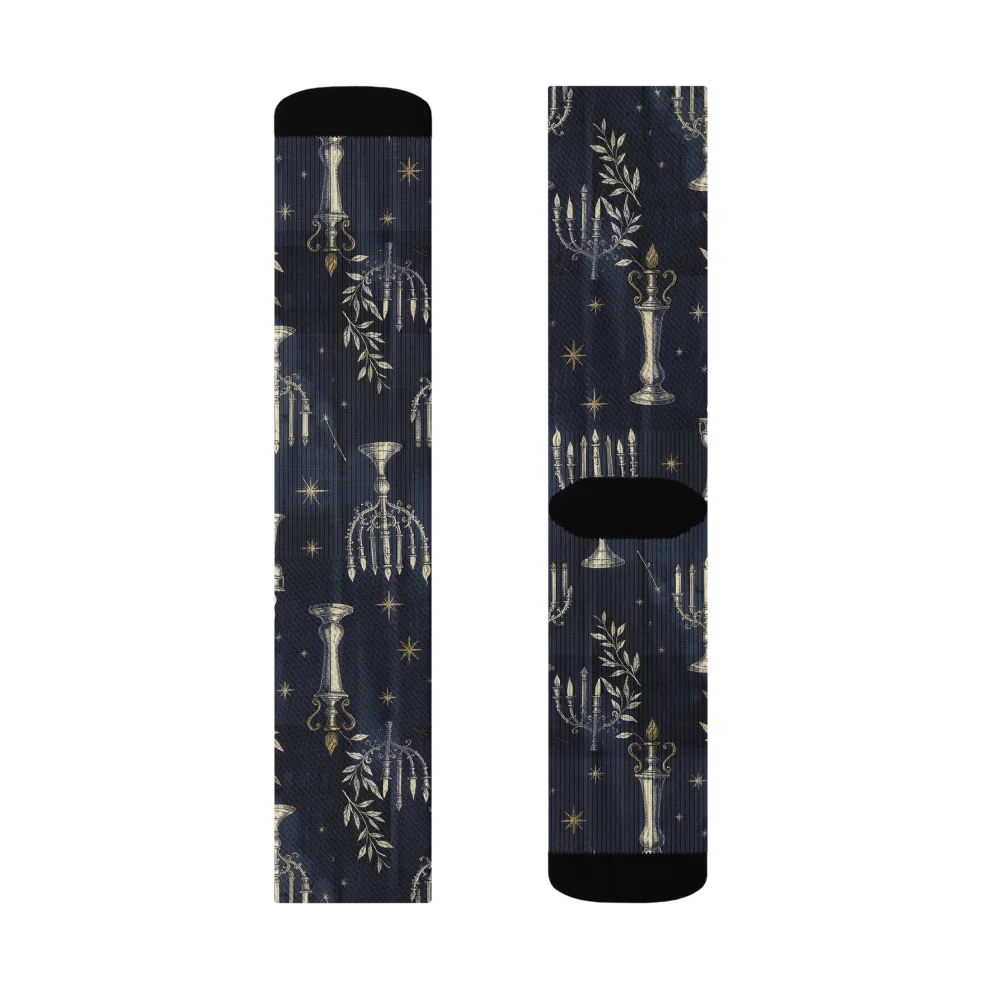 Midnight Candelabra on Socks — Right Sock