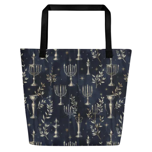 Midnight Candelabra on a Large Tote Bag W/ Pocket
