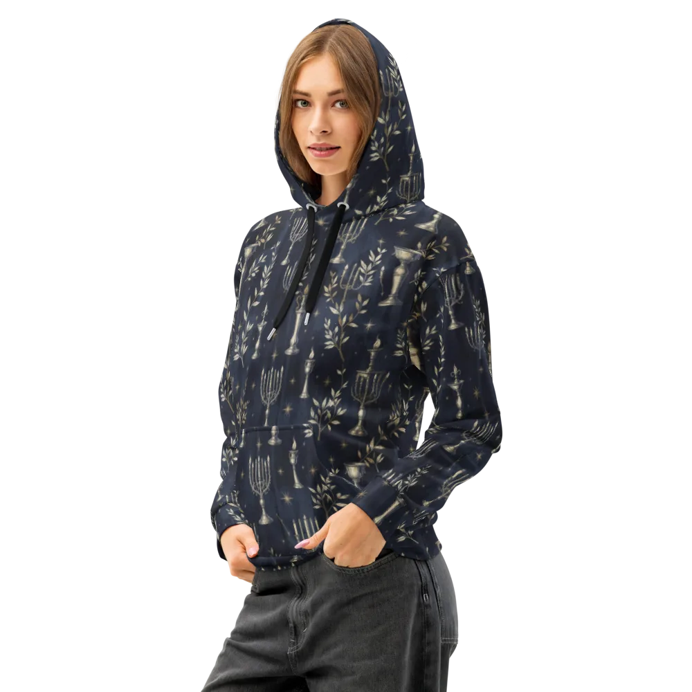 Midnight Candelabra on Cotton Hoodie — Left Front